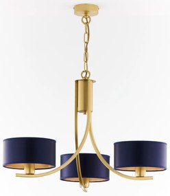 Jupiter 2093 - Láncos csillár ARTHUR 3xE27/15W/230V kék/arany