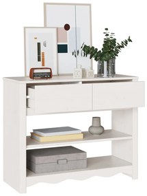 Konzolasztal &quot;DRAMMEN&quot; Fehér 89,5x37x73 cm Szilárd Fenyőfa