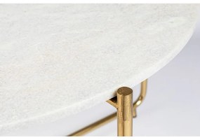 Fehér-aranyszínű kerek dohányzóasztal márvány asztallappal ø 70 cm Timpa – White Label