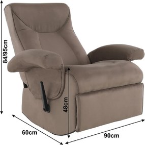 Mechanikusan állítható pihenő fotel, szürkés barna textil, SUAREZ