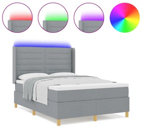 Boxspring Ágy Mattal és LED Fény Szürke 140x200 cm Szövet
