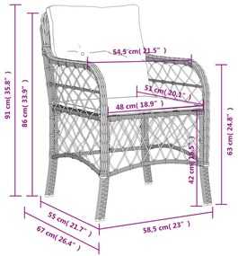 2 db barna polyrattan kerti szék párnával