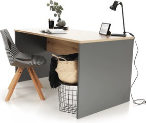 Íróasztal, grafit/tölgyfa artisan, RIOMA NEW TYP 11