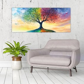 Kép – Évszakok festett fája (120x50 cm)