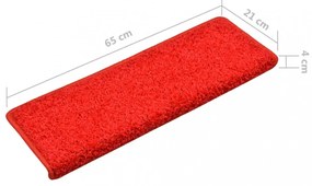 10 db piros lépcsőszőnyeg 65 x 21 x 4 cm