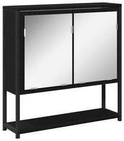 Fürdőszoba Tükör Szekrény Fekete Tölgy 60x16x60 cm Műanyag fóliás MDF