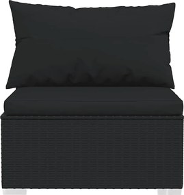 4 részes fekete polyrattan kerti ülőgarnitúra párnákkal