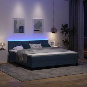 Boxrugós ágy matracmal fejtámlával Kék 180 x 200 cm szövet