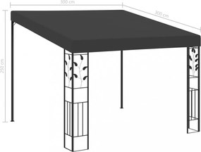 vidaXL antracitszürke falra szerelhető pavilon 3 x 3 x 2,5 m