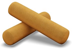 Görgős párna, 2 db, hab töltet, bársony, sárga