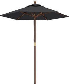 vidaXL fekete kerti napernyő fa rúddal 196 x 231 cm