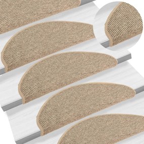 vidaXL 15 db sötét bézs színű öntapadó lépcsőszőnyeg 65x21x4 cm