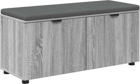 vidaXL Előtér pad Szürke Sonoma 100 x 38 x 46 cm Műanyag Fa és Szövet