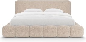 Szürkésbézs kárpitozott ágyneműtartós franciaágy ágyráccsal 160x200 cm Solange – Micadoni