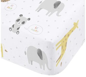 Fehér gumis egyszemélyes gyerek lepedő 90x190 cm Roarsome Animals – Catherine Lansfield