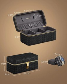 3 nyílásos óra utazótok, óradoboz 3 órához, tinta fekete felület, palaszürke bélés