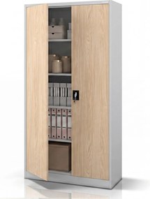 Fém irodai dokumentumszekrény, szürke / sonoma tölgy, 900x1950x400 mm: JAN H Eco Design