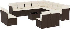 vidaXL 14 részes barna polyrattan kerti ülőgarnitúra párnákkal