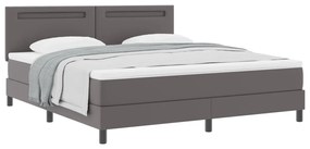 Boxspring ágy szürke színben, szuper king méret, műbőr