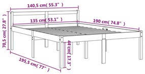 viaszbarna tömör fenyőfa időseknek való ágy 135 x 190 cm