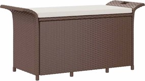 vidaXL barna polyrattan kerti pad párnával 116 x 46 x 57 cm