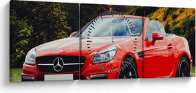 Kép - piros Mercedes (órával) (90x30 cm)