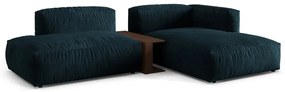 Sötétkék bársony moduláris sarokkanapé (jobb oldali-heverő résszel) Martina – Micadoni