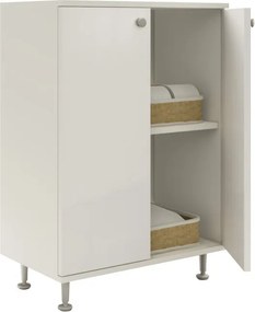 Zaria 2 ajtós fürdőszobai szekrény, Fényes fehér / Fehér, MDF, 60 x 35 x 85 cm