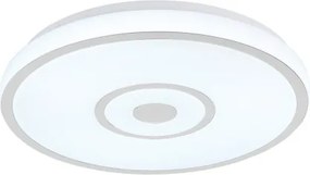 Globo 48580R Mennyezeti lámpa, matt fehér fém, fehér műanyag, krómgyűrű, csúszókapcsoló, színek rögzíthetők, CCT kapcsoló, ø: 380mm, M: 55 mm, tartozék: LED 24W 230V, 3000lm forrás, 1500lm kimenet, CCT 3000/4000/6000K
