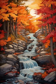 Poszter 20x30cm Őszi vízesések