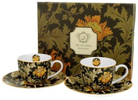 William Morris porcelán eszpresszó kávés csésze szett díszdobozban Chrysanthemum