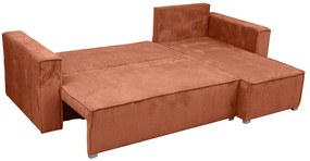 Terrakotta színű sarokkanapé SMART COSARO, kétoldalas + 2 párna INGYEN