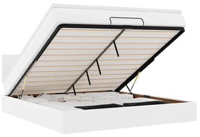 tiszta fehér műbőr ottomán ágy matracokkal &amp; LED-ek 160x200cm