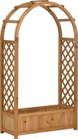 Outsunny Íves Virágtartó Trellis Ívvel - Támogatás Mászó Növényekhez - Rács Virágdíszítés Kert Teraszon, Erkélyen 83x36x152 cm Természetes | Aosom