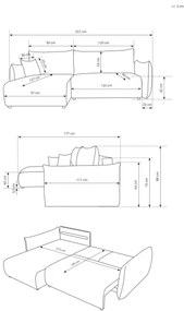 Univerzális ággyá alakítható L alakú sarokülőgarnitúra tárolórekesszel FRIDA barna
