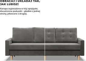 Etna kanapéágy, bársony, bonell töltet, világosszürke