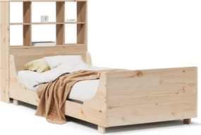vidaXL tömör fa könyvespolcos ágy matrac nélkül 90 x 200 cm