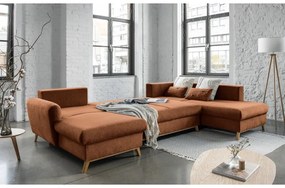 Scandic Lagom narancssárga kinyitható U alakú kanapé, jobb oldalas - Miuform