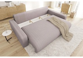 Világos rózsaszín kordbársony kinyitható tárolóhelyes kanapé 234 cm Sara – Ropez