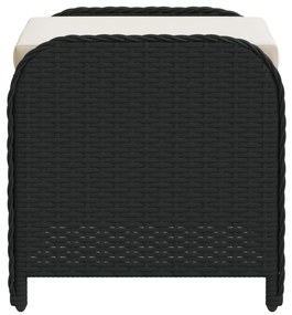 Fekete polyrattan kerti szék párnával 58 x 46 x 46 cm