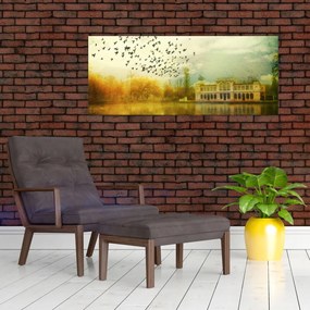 A festett táj képe lakóhelyel (120x50 cm)