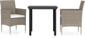vidaXL 3 részes bézs és fekete kerti étkezőgarnitúra párnákkal