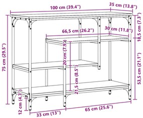 Konzolasztal Régi Fa 100x35x75 cm Mérnöki Fa és Acél