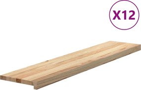 vidaXL 12 db tömör tölgyfa lépcsőfokok kezeletlen 120x30x2 cm