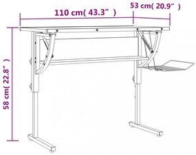 fekete-szürke szerelt fa és acél íróasztal 110x53x(58-87) cm