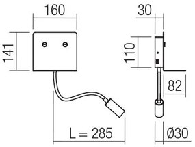 Redo 01-3211 - LED fali lámpa MOKA LED/6W + LED/3W/230V CRI90 fekete