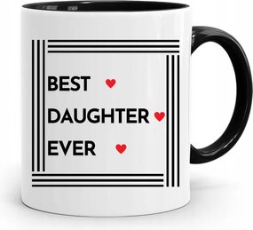 Fekete Bögre Ajándék Lányának Best Daughter Ever fényképes nyomtatással