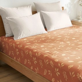 Goldea pamut gumis lepedő - narancssárga őszi levelek 90 x 200 cm