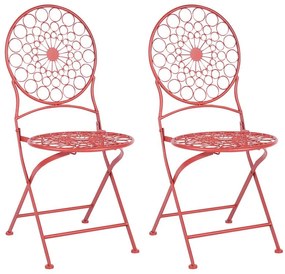 Piros fém kerti szék kétdarabos szettben SCARIO Beliani