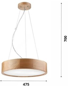OAK függeszték 3xE27/60W/230V tölgy, átmérő 47,5 cm